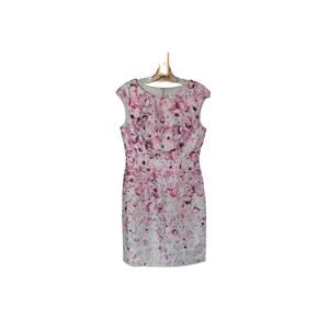 Kay Unger New York White Pink Floral Jacquard Sheath Dress NWT Size 6